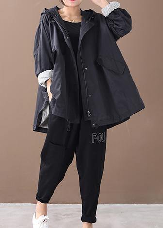 DIY black Fashion coats women blouses Neckline hooded baggy winter coats